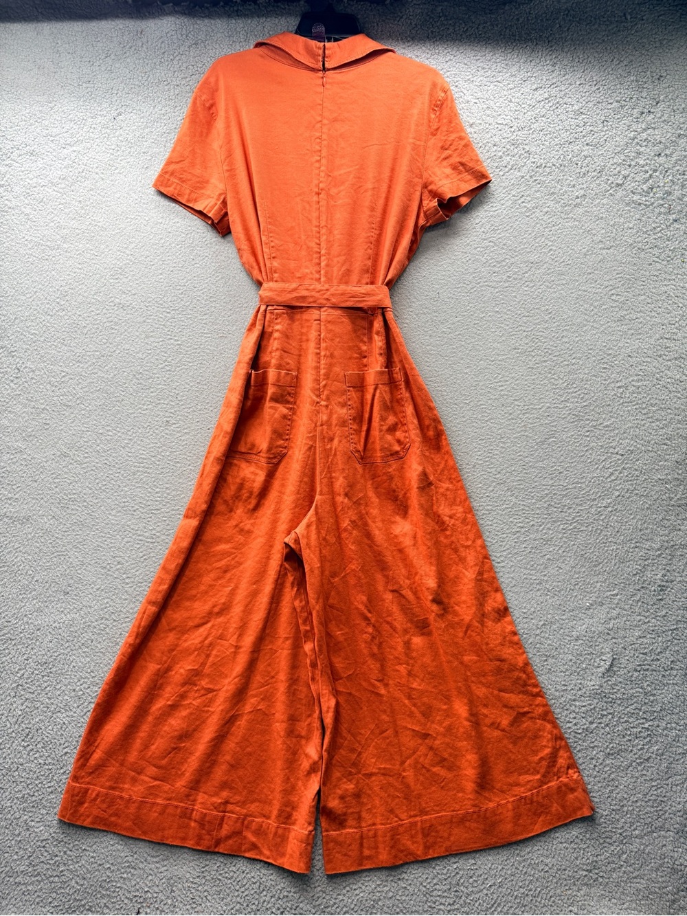 Anthropologie Maeve Colette Wide Leg One Piece Jumpsuit Orange Belted Women’s 16 - Picture 7 of 15